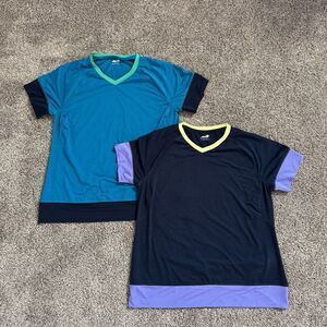 Set Of 2 Avia Workout Short Sleeve Tops Shirts Size Large 12/14 Bundle Lot
